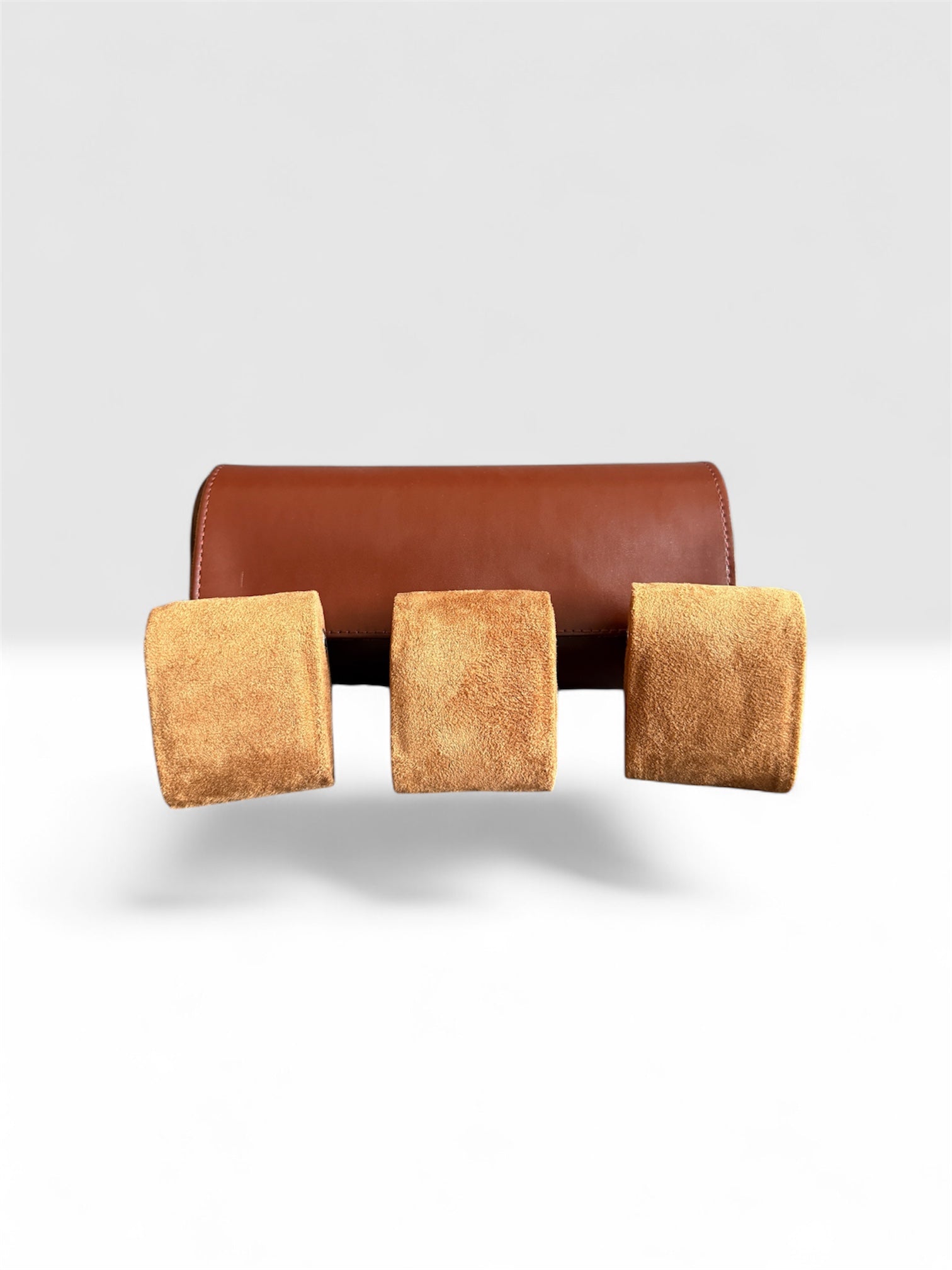 Brown 3-Slot Watch Roll